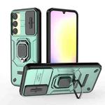 For Samsung Galaxy A25 5G Sliding Camshield TPU + PC Shockproof Phone Case with Holder(Green)