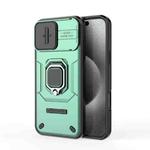 For iPhone 16 Pro Max Sliding Camshield TPU + PC Shockproof Phone Case with Holder(Green)