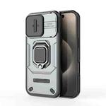 For iPhone 16 Pro Sliding Camshield TPU + PC Shockproof Phone Case with Holder(Grey)