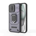 For iPhone 16 Sliding Camshield TPU + PC Shockproof Phone Case with Holder(Purple)