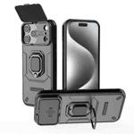 For iPhone 17 Pro Max Sliding Camshield TPU + PC Shockproof Phone Case with Holder(Black)
