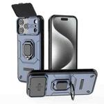 For iPhone 17 Pro Max Sliding Camshield TPU + PC Shockproof Phone Case with Holder(Blue)