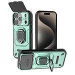 For iPhone 17 Pro Sliding Camshield TPU + PC Shockproof Phone Case with Holder(Green)