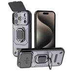 For iPhone 17 Pro Sliding Camshield TPU + PC Shockproof Phone Case with Holder(Purple)