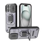 For iPhone 17 Sliding Camshield TPU + PC Shockproof Phone Case with Holder(Purple)