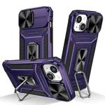 For iPhone 14 Plus Camshield Robot TPU Hybrid PC Phone Case(Purple)