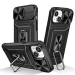 For iPhone 15 Plus Camshield Robot TPU Hybrid PC Phone Case(Black)