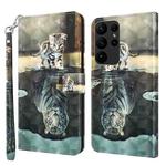 For Samsung Galaxy S24 Ultra 5G 3D Painting Pattern Flip Leather Phone Case(Cat Tiger)