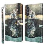For Samsung Galaxy A55 5G 3D Painting Pattern Flip Leather Phone Case(Cat Tiger)