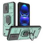 For Xiaomi Redmi Note 12 5G Global Sliding Camshield TPU + PC Shockproof Phone Case with Holder(Green)