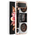 For Samsung Galaxy Z Flip4 Electroplating Marble Dual-side IMD Phone Case(Retro Radio)