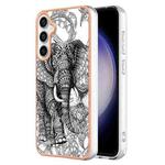For Samsung Galaxy S23 FE 5G Electroplating Marble Dual-side IMD Phone Case(Totem Elephant)
