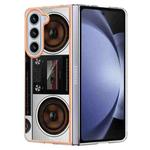 For Samsung Galaxy Z Fold5 Electroplating Marble Dual-side IMD Phone Case(Retro Radio)