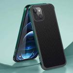 For iPhone 13 mini SULADA Luxury 3D Carbon Fiber Textured Metal + TPU Frame Phone Case(Dark Green)