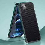 For iPhone 13 SULADA Luxury 3D Carbon Fiber Textured Metal + TPU Frame Phone Case(Dark Green)