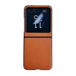 For Motorola Razr 40 Ultra Solid Color Leather Texture Phone Case(Orange)