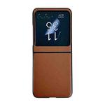 For Motorola Razr 50 Solid Color Leather Texture Phone Case(Brown)