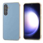 For Samsung Galaxy S23 FE 5G Nano Electroplating Haze Texture PU Phone Case(Light Blue)