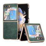 For Samsung Galaxy Z Flip5 Nano Electroplating Dual Color Lichi Texture PU Phone Case(Green)