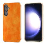 For Samsung Galaxy S23 FE 5G Nano Electroplating Dual Color Lichi Texture PU Phone Case(Orange)
