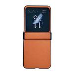 For Motorola Razr 40 Ultra Solid Color Leather Texture Three-stage Phone Case(Orange)