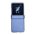 For Motorola Razr 40 Ultra Solid Color Leather Texture Three-stage Phone Case(Blue)