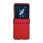 For Motorola Razr 40 Ultra Solid Color Leather Texture Three-stage Phone Case(Red)