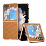 For Samsung Galaxy Z Flip5 Nano Electroplating Carbon Fiber Texture Phone Case(Brown)