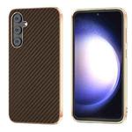 For Samsung Galaxy S23 FE 5G Nano Electroplating Carbon Fiber Texture Phone Case(Dark Brown)
