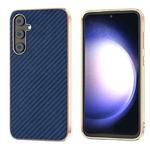 For Samsung Galaxy S23 FE 5G Nano Electroplating Carbon Fiber Texture Phone Case(Navy Blue)