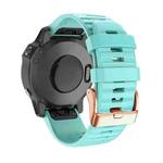 For Garmin Fenix 7S / 6S Pro / 5S Plus 20mm Rose Gold Buckle Quick Release Silicone Watch Band(Mint Green)