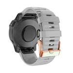 For Garmin Fenix 7S / 6S Pro / 5S Plus 20mm Rose Gold Buckle Quick Release Silicone Watch Band(Grey)