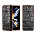 For Samsung Galaxy Z Fold5 Crocodile Texture Genuine Leather Electroplating Phone Case(Black)