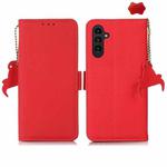 For Samsung Galaxy A15 Side-Magnetic TJ Genuine Leather RFID Phone Case(Red)
