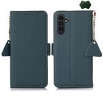 For Samsung Galaxy S24+ Side-Magnetic TJ Genuine Leather RFID Phone Case(Green)