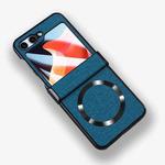 For Samsung Galaxy Z Flip5 MagSafe Back Screen Film Integrated Cloth Texture Phone Case(Dark Blue)