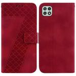 For Samsung Galaxy A22 5G 7-shaped Embossed Leather Phone Case(Red)