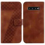 For Samsung Galaxy S10 Seven-shaped Embossed Leather Phone Case(Brown)