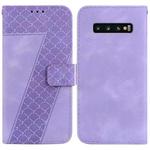 For Samsung Galaxy S10+ Seven-shaped Embossed Leather Phone Case(Purple)
