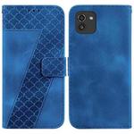 For Samsung Galaxy A03 160mm 7-shaped Embossed Leather Phone Case(Blue)