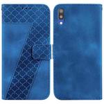 For Samsung Galaxy A10/M10 7-shaped Embossed Leather Phone Case(Blue)