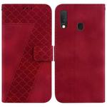 For Samsung Galaxy A10e/A20e 7-shaped Embossed Leather Phone Case(Red)