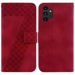 For Samsung Galaxy A13 4G 7-shaped Embossed Leather Phone Case(Red)