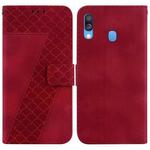 For Samsung Galaxy A40 Seven-shaped Embossed Leather Phone Case(Red)