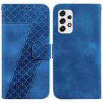 For Samsung Galaxy A73 5G 7-shaped Embossed Leather Phone Case(Blue)