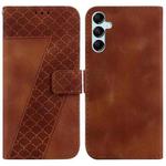 For Samsung Galaxy M14/SM-M146 Seven-shaped Embossed Leather Phone Case(Brown)