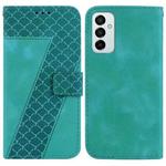 For Samsung Galaxy M23/F23 Seven-shaped Embossed Leather Phone Case(Green)