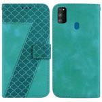 For Samsung Galaxy M30s/M21 Seven-shaped Embossed Leather Phone Case(Green)