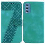 For Samsung Galaxy M52 5G Seven-shaped Embossed Leather Phone Case(Green)