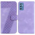 For Samsung Galaxy M52 5G 7-shaped Embossed Leather Phone Case(Purple)